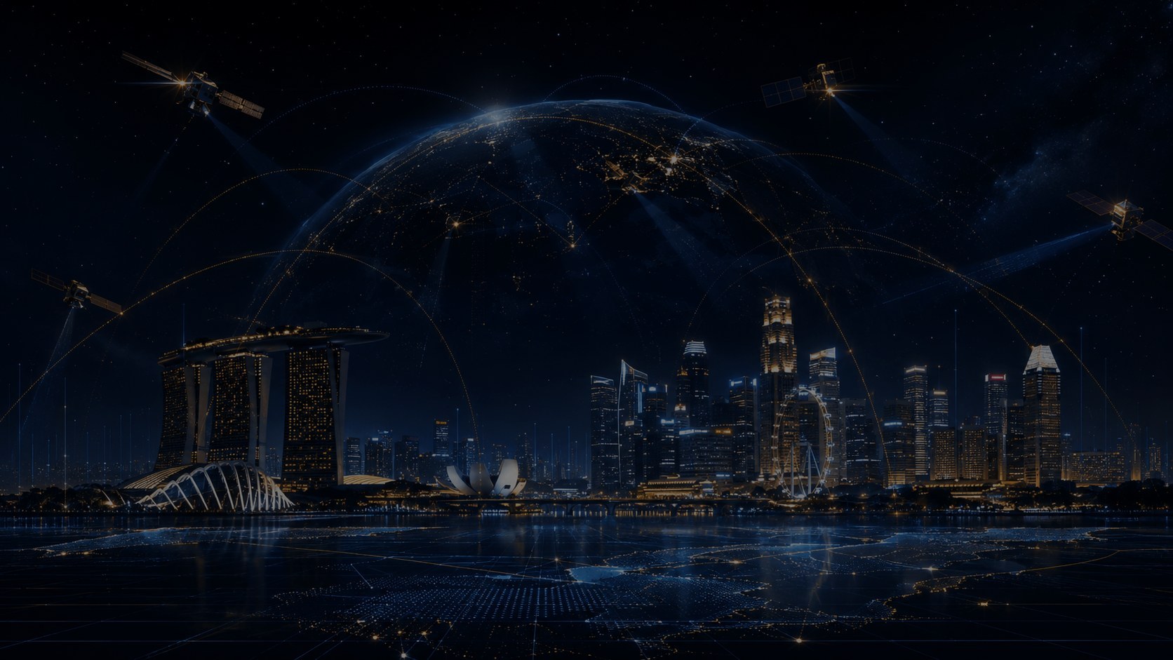 Connected global city observed by satellites